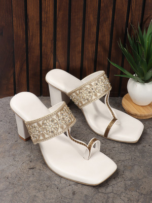 RINDAS Women Heels(White , 3)