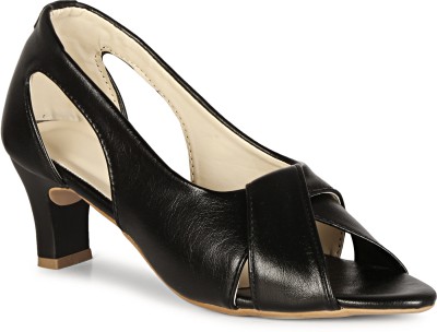 Saheb Women Heels(Black , 8)