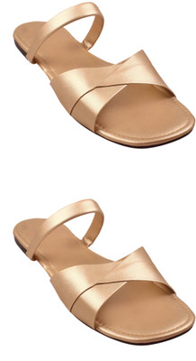 Goraiya Women Flats(Gold, Gold , 4)