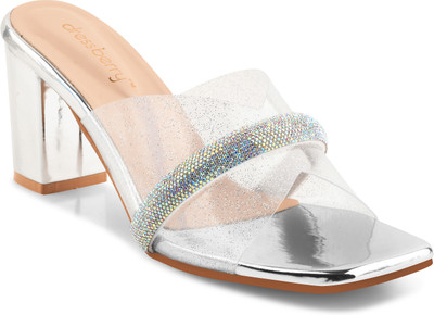 Dressberry Women Heels(Silver , 8)
