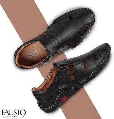 FAUSTO Men Sandals(Black , 7)