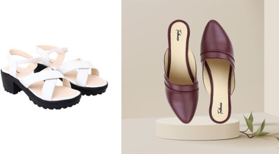 Todhwear Women Heels(Maroon, White , 8)