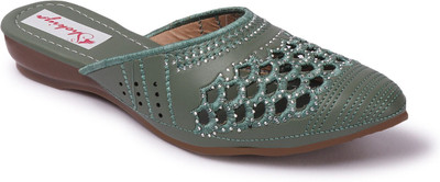 SHOKIYA Women Flats(Green , 4)