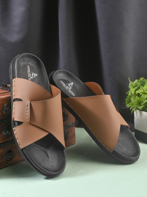 APPELON Men Sandals(Tan, Black , 8)