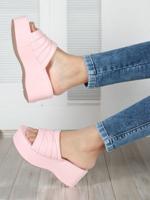 SLEEK STEP Women Wedges(Pink , 7)