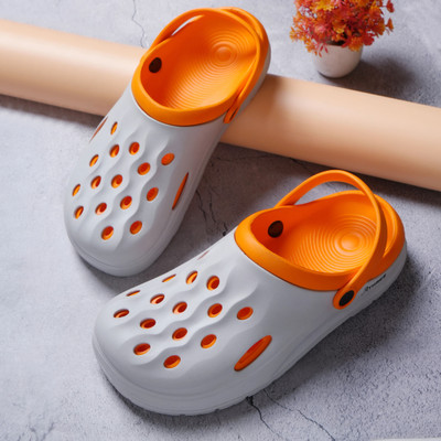 Athree Men Clogs(Orange, Grey , 7)