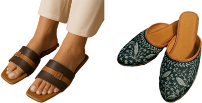 Dualstep Women Flats(Brown, Black , 5)