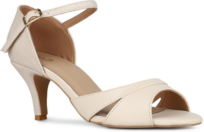 Inc.5 Solid Round Toe Party Wear Heel Sandals Women Heels(Beige , 6)