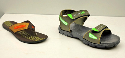 Classica Men Sandals(Brown, Orange, Olive , 10)