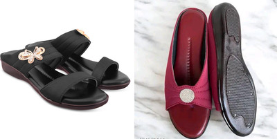 hunyza footwear Women Flats(Black, Pink , 5)