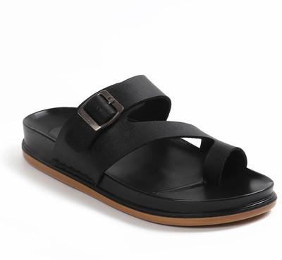 Comfro Men Casual Leather Sandal Ultra-soft Double Density Sole, Every-Day & Work Wear Men Casual(Black , 9)