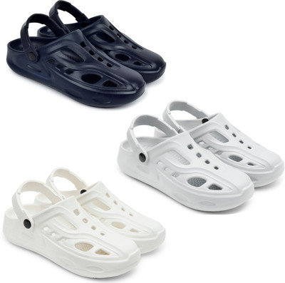 Golf Men Clogs(Blue, Grey, White , 6)