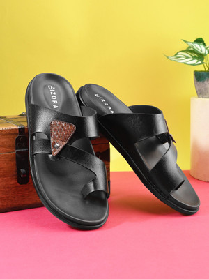 BIZORA Men Sandals(Black , 6)
