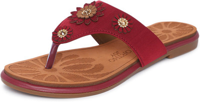 ORTHO JOY Women Flats(Red , 8)