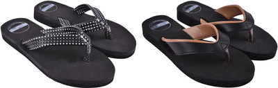 DAUGHTERS made with love Women Flip Flops(Black, Black , 3)