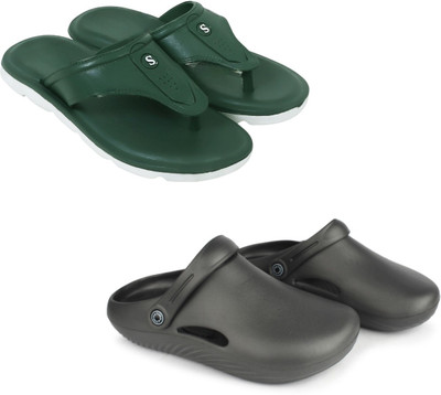 Vomoya Men Sandals(Green, Black , 8)