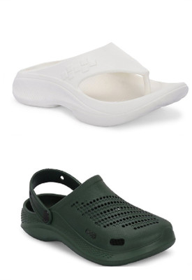 DEFLOW Men Sandals(Olive, White , 6)