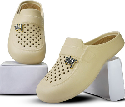 FASMANIA Women Clogs(Beige , 5)