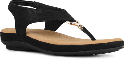 Inc.5 Printed Round Toe Sandals Women Flats(Black , 5)