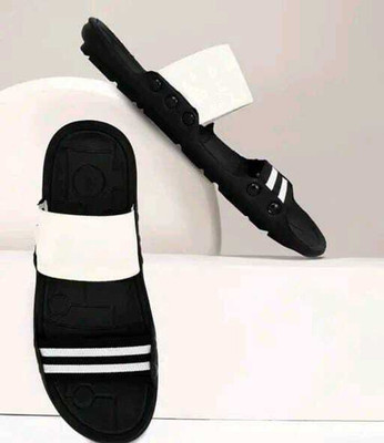 house of common Men Sandals(White, Black , 9)