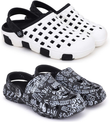 Pampy Angel Men Clogs(Black, Black, White , 6)
