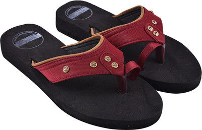 DAUGHTERS made with love Women Flip Flops(Maroon , 8)