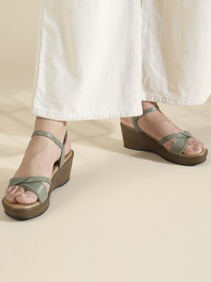 Inc.5 Women Wedges(Green , 5)