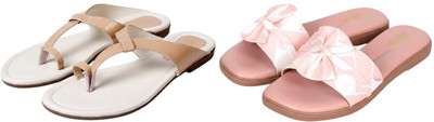 Kuhu Creations Women Flats(Beige, Pink , 6)