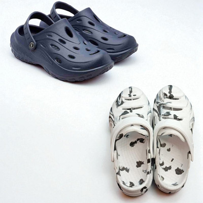 Monrav Men Clogs(Navy, White , 6)