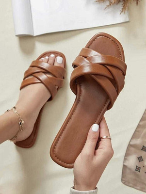 raj-rajeshwari collection Women Slides(Brown , 5)