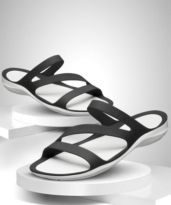 CROCS Swiftwater Sandal W Women Flats(Black, White , 3)