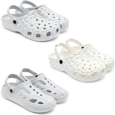 Golf Men Clogs(Grey, White, Grey , 6)