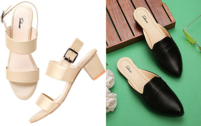 Todhwear Women Heels(Gold, Black , 5)