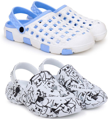 KAPYANSH Men Clogs(Blue, White , 6)