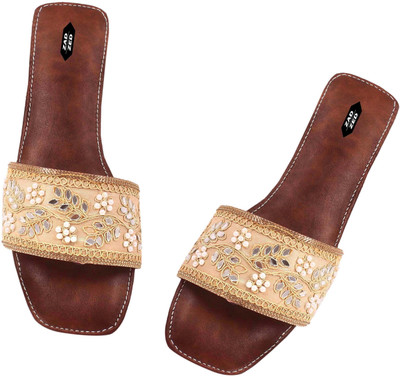 zadzed Women Flats(Brown, Gold , 4)
