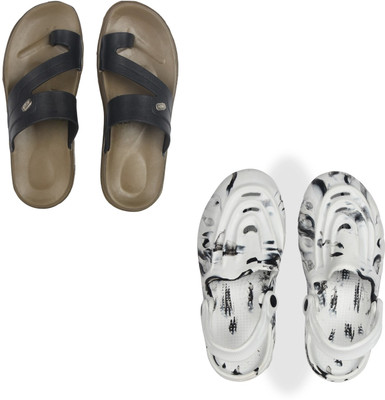 Vomoya Men Sandals(Black, White , 7)