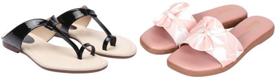 Kuhu Creations Women Flats(Black, Pink , 4)