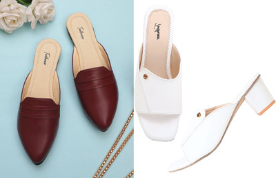Todhwear Women Heels(White, Maroon , 8)