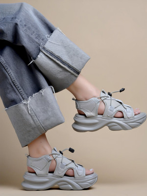 SHOETOPIA Women Sports Sandals(Grey , 6)