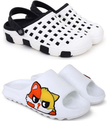 Pampy Angel Men Slippers(Black, White , 6)