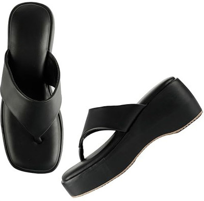 UUNDA Fashion Women Wedges(Black , 7)