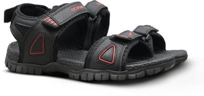 asian Men Sandals(Black, Red , 8)