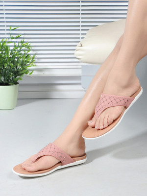 CARLTON LONDON Women's Embellished Comfort Sandals Women Flats(Pink , 7)