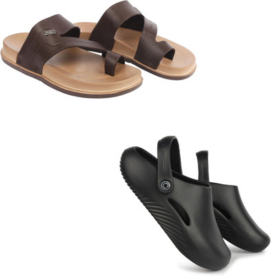 Vomoya Men Sandals(Brown, Black , 7)