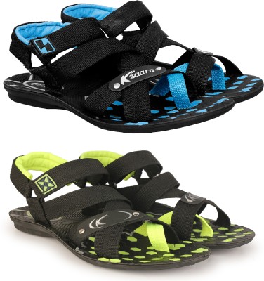 Kzaara Men Sandals(Blue, Green , 6)