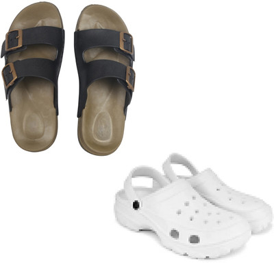 Vomoya Men Sandals(Black, White , 9)