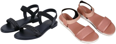 Kuhu Creations Women Flats(Black, Pink , 5)
