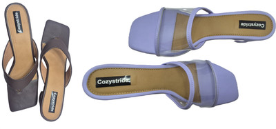 Cozystride Women Heels(Brown, Purple , 9)
