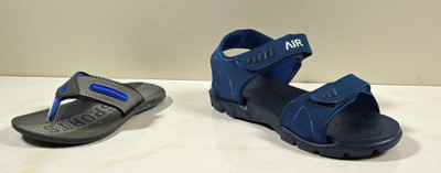 Classica Men Sandals(Black, Blue , 7)