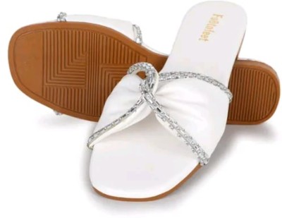 Navya Creations Women Sandals(White , 4)